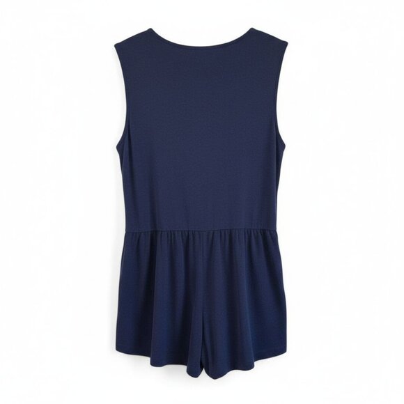 BCBGGeneration Navy Surplice Wrap Bodice Shorts Romper Skort Flowy Style Small - Picture 4 of 9
